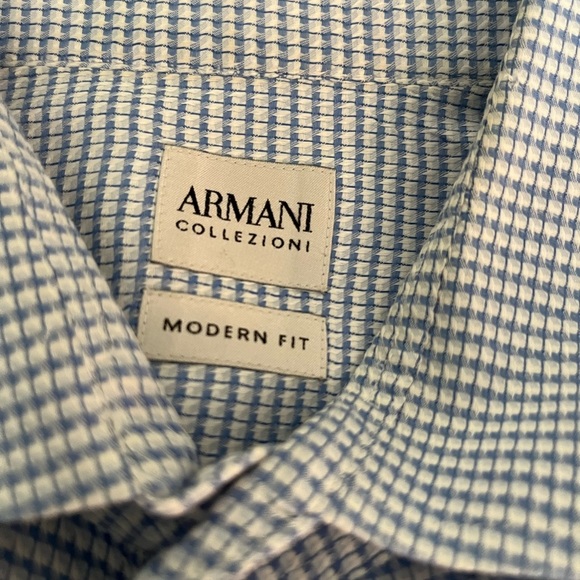 Armani Collezioni Men's Blue Checkered Shirt size large - Picture 2 of 4